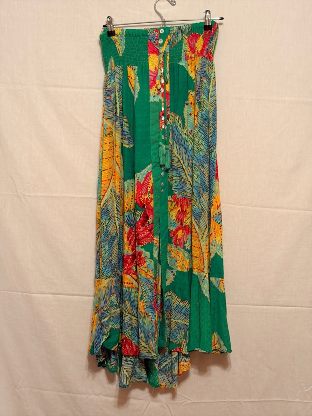 Cynthia Rowley green, pink, and yellow tropical floral print midi skirt/dress - Picture 2 of 9